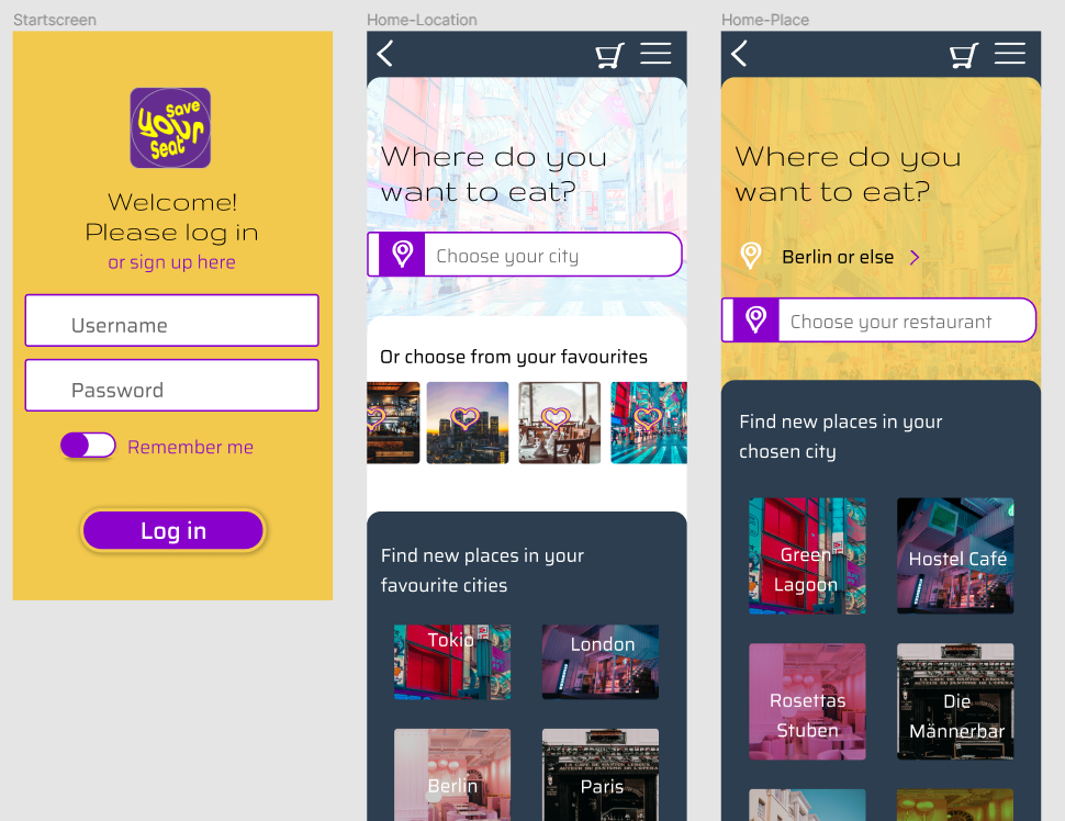 Prototypen darstellung für eine Touristikapp oder Website auf einem Mobilgerät